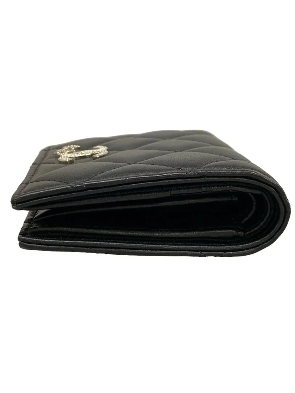 Chanel Bifold Wallet Quilted AP Black Silver Star Rhinestone Lambskin